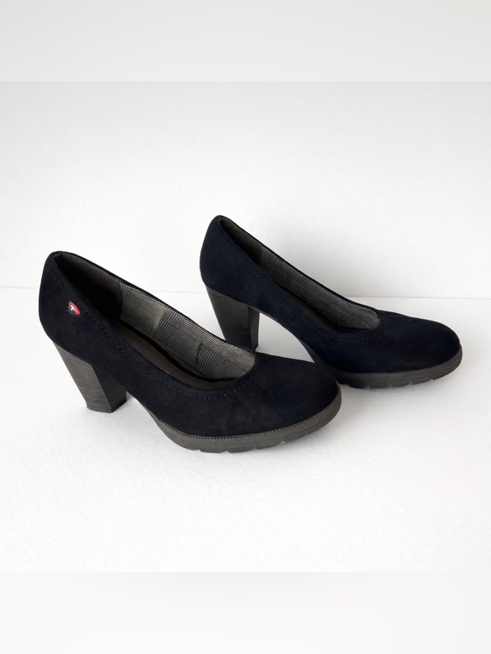Tamaris Suede Block Heel Pumps | Sz 37 | Comfort Platform Heels Capsule Wardrobe